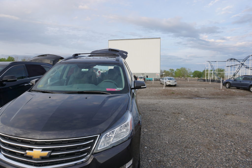Chevy Traverse parked at the drive-in movie theater - Drive-In Movie Tips - Exploring Through Life