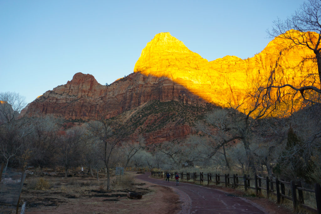 Pa'rus Trail in Zion National Park is kid-friendly and accessible. Sunset is a great time to hike and see the trail and the river. - Exploring Through Life